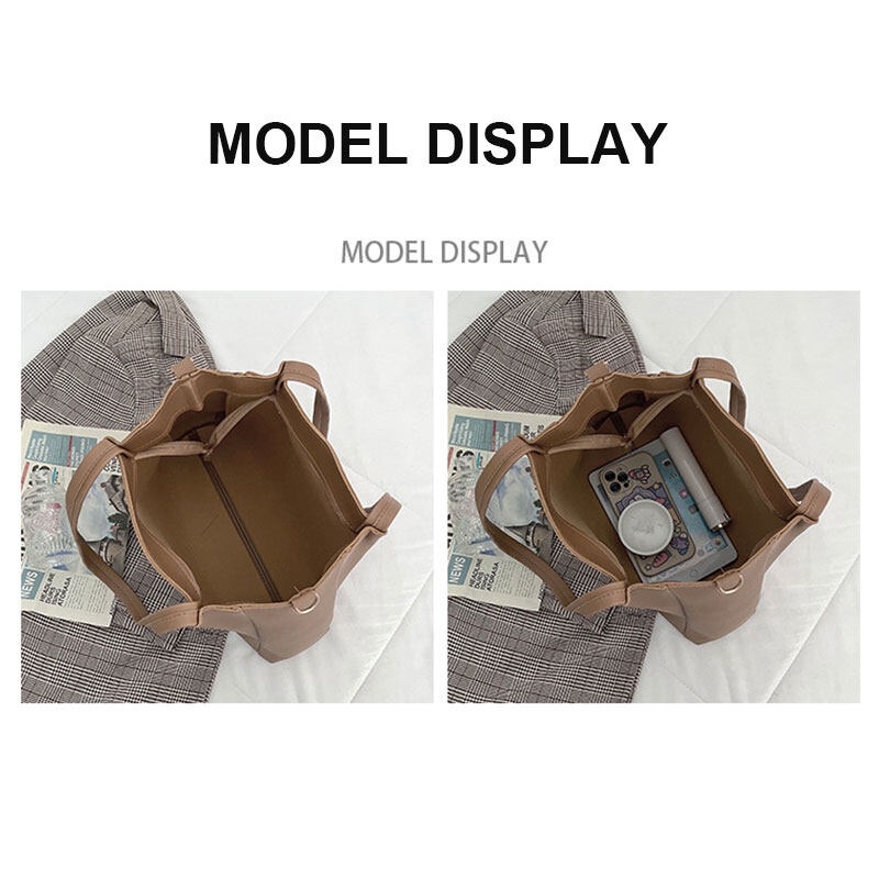 Mischa Túi Đeo Vai Hình Vuông Cỡ Lớn Chất Liệu Da PU Màu Trơn Phong Cách Cổ Điển Thời Trang Cho Học Sinh