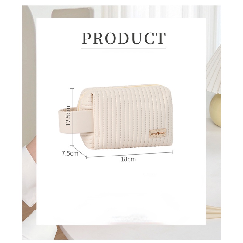 Túi Da PU Đựng Mỹ Phẩm Hình Bát Giác Chống Thấm Nước Tiện Dụng