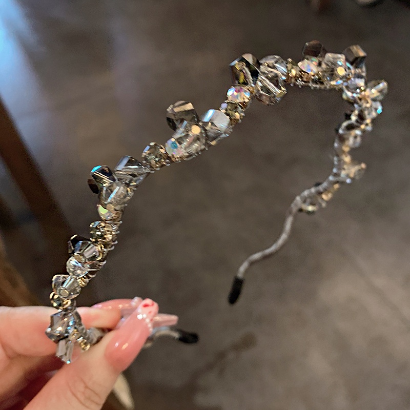 Băng Đô Cài Tóc Đính Đá Pha Lê Đen Phong Cách Hàn Quốc 2022