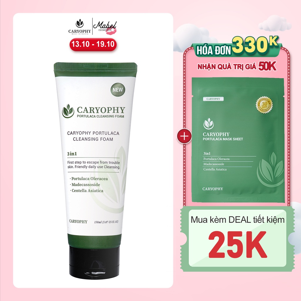 Sữa rửa mặt cho da dầu mụn Caryophy Portulaca Cleansing Foam Hàn Quốc 150 ml