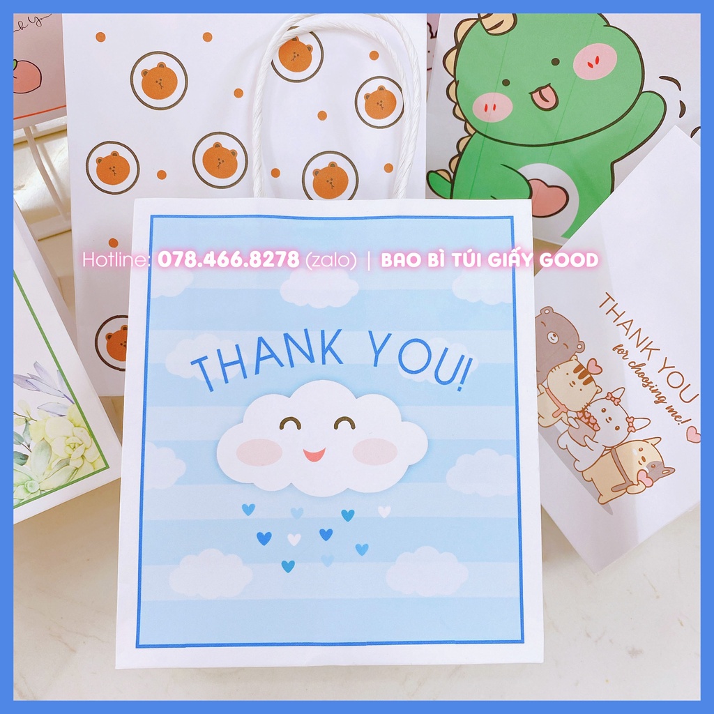 Túi quà tặng giấy kraft mẫu dễ thương đựng quà cho khách hàng, sinh nhật, mỹ phẩm, phụ kiện, gấu bông KHÔNG KÈM NƠ