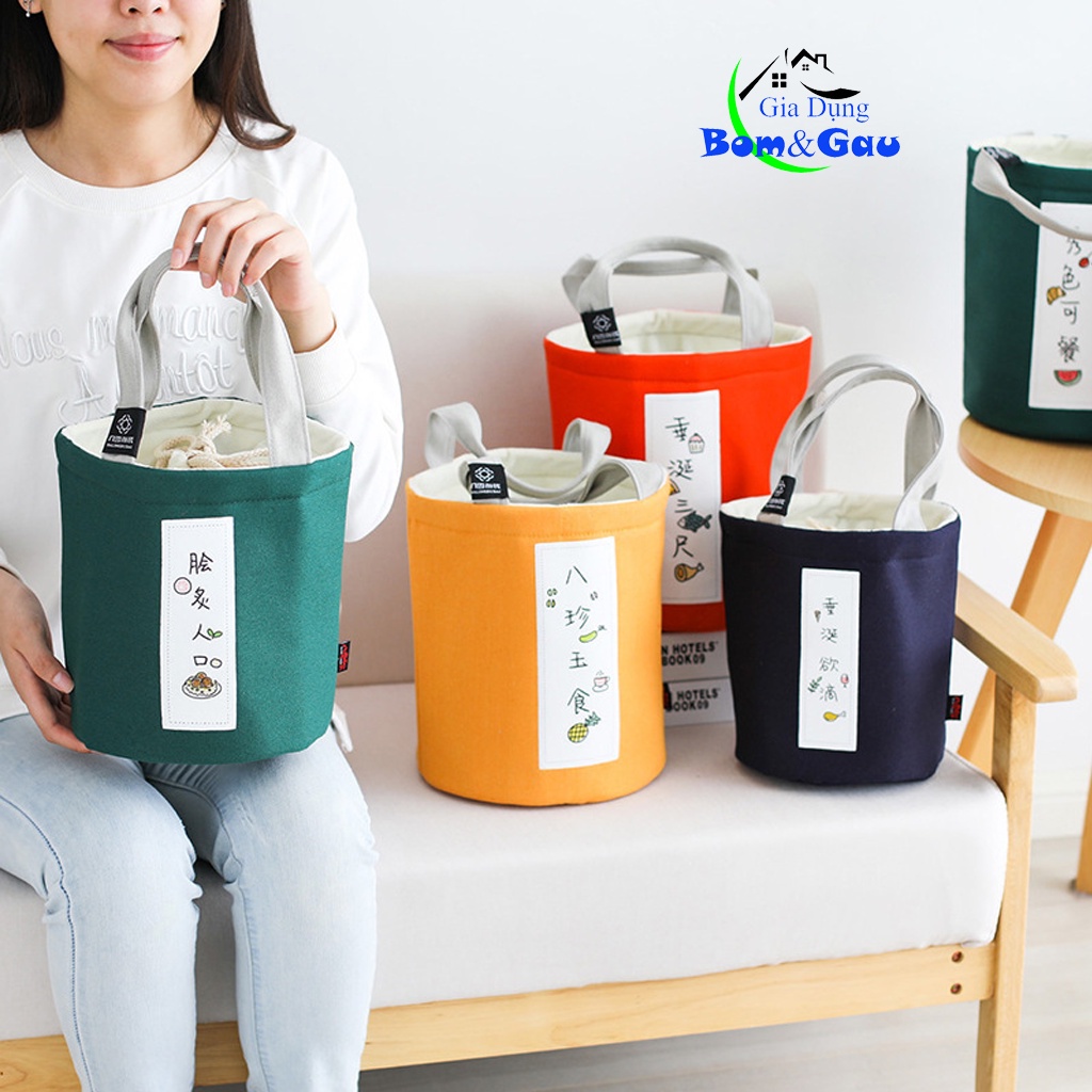 Túi đựng hộp cơm Thermos, hộp cơm ba tầng giữu nhiệt có quai xách tiện dụng