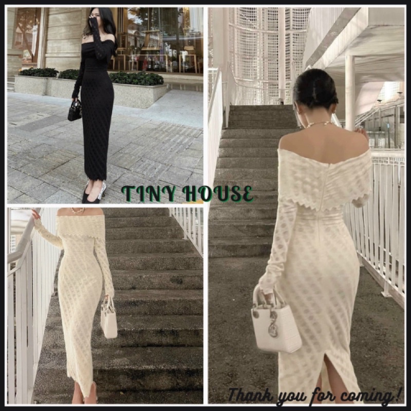 New 2023 - Đầm midi Ren body trể vai sang chảnh chất thun ren co giãn toon dáng chuẩn quyến rũ - đầm xinh tiny house