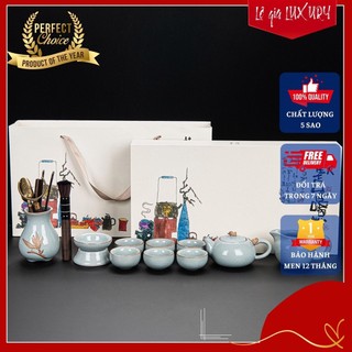 Bộ ấm chén uống trà cao cấp Men rạn, Bộ ấm chén trà đạo phong cách Nhật Bản