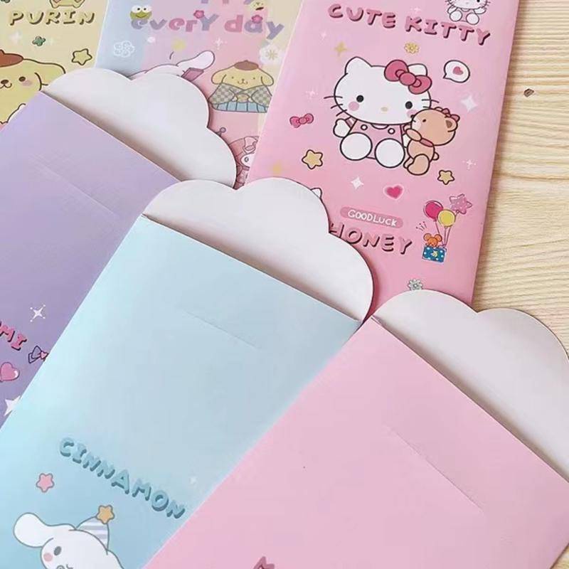 SANRIO Bộ 4 Bao Lì Xì Đỏ Hình kuromi mymelody Cinnamoroll LittleTwinStars Năm Mới 2022