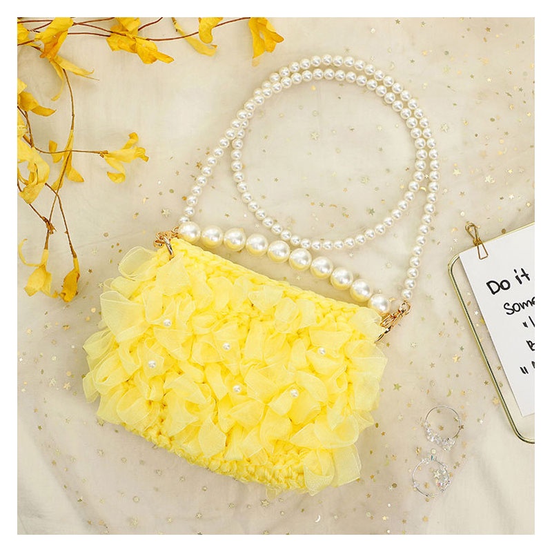 Dây Đeo Túi Xách Đính Ngọc Trai 10mm Bằng ABS Màu Bạc Thời Trang