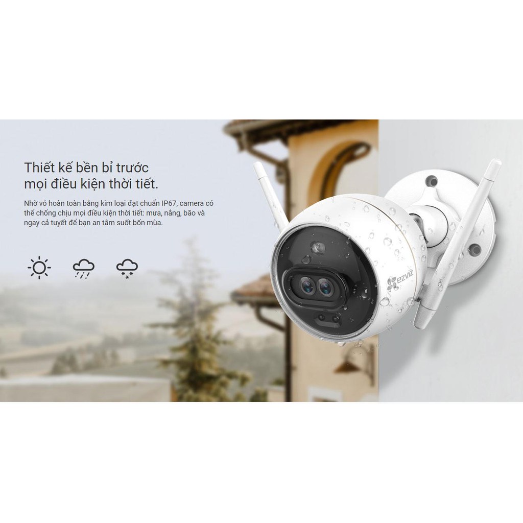 Camera Wifi C3X ngoài trời 2 MegaPixel - H.265 EZVIZ CS-CV310-C3-6B22WFR (C3X - 2MP) đèn chớp, có màu ban đêm