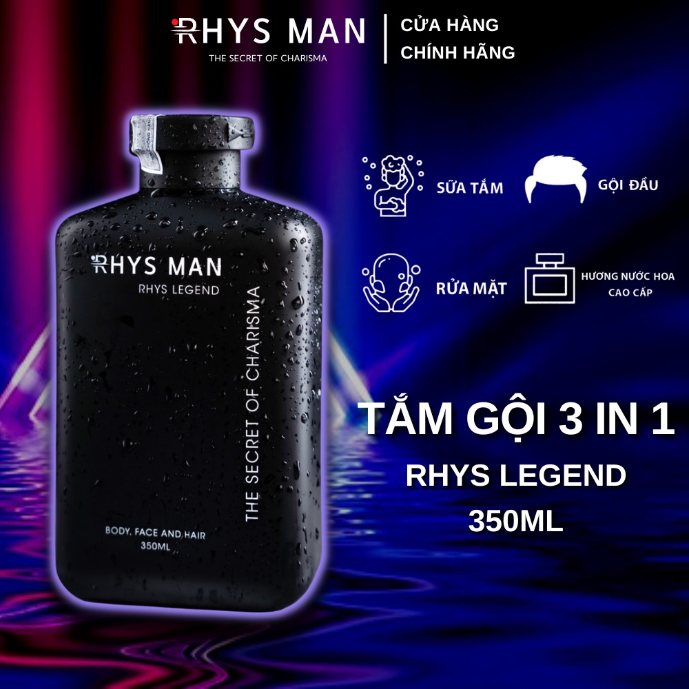 Sữa tắm gội nam RHYS MAN hương nước hoa 3 in 1 Rhys Legend 350ml