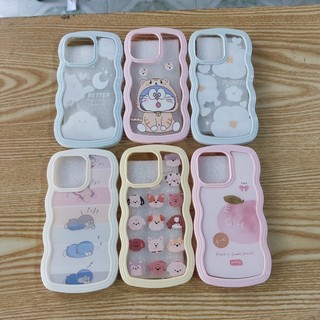 Ốp Iphone11,12pro,ip12,11promax,ip13,13pro viền dẻo gợn sóng, lưng trong in hình kute,viền camera cao bảo vệ camera máy.