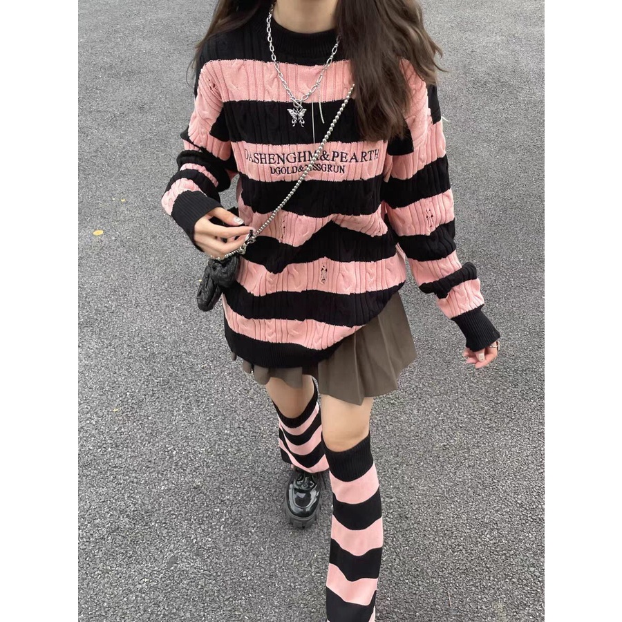 Áo Sweater Dáng Rộng Che Phủ Chân Phong Cách Harajuku Retro Mùa Thu Đông Cho Nữ ins Niche Read