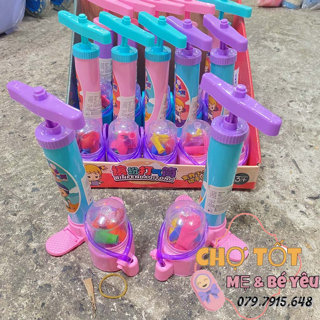 Đồ Chơi Ống Bơm Bong Bóng Kèm Bóng Dễ Thương Cho Bé