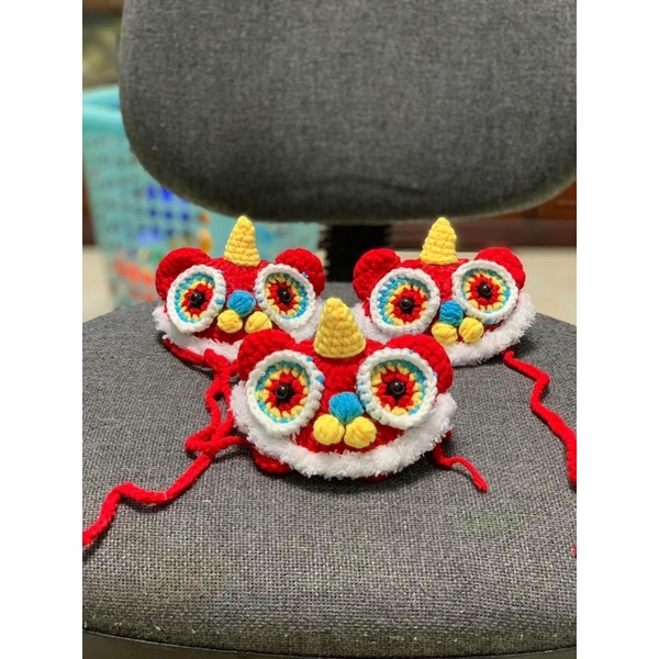 Mũ nón yếm len handmade cho thú cưng chó mèo đón tết sư tử siu xinh