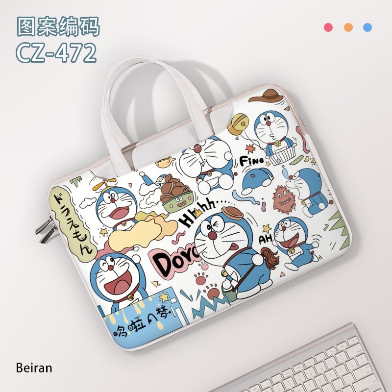 Túi Đựng Laptop 14-inch 17.3-inch Bằng PU Mềm Họa Tiết Hoạt Hình Doraemon Đơn Giản Cho Nữ