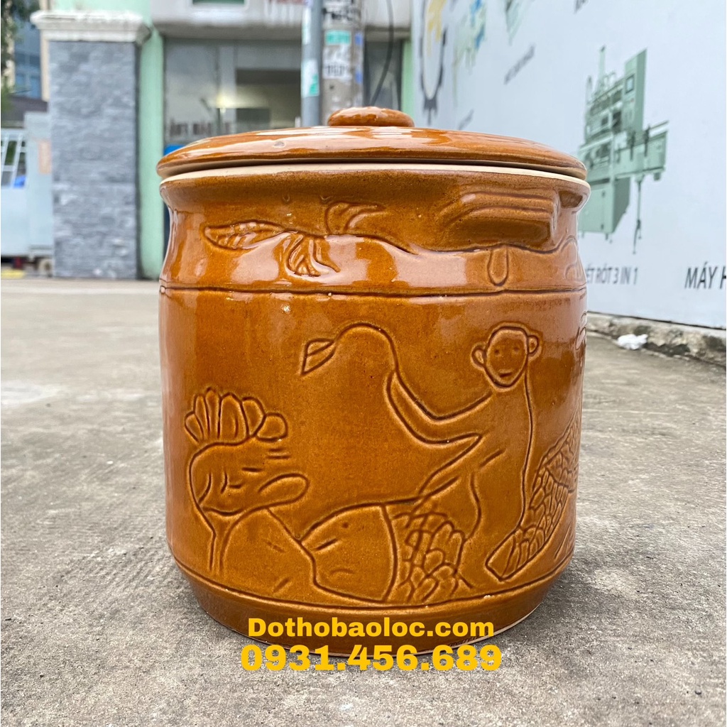 Hũ đựng muối, muối dưa cà bằng sứ Bát Tràng cao 22 cm – Đựng khoảng 5kg