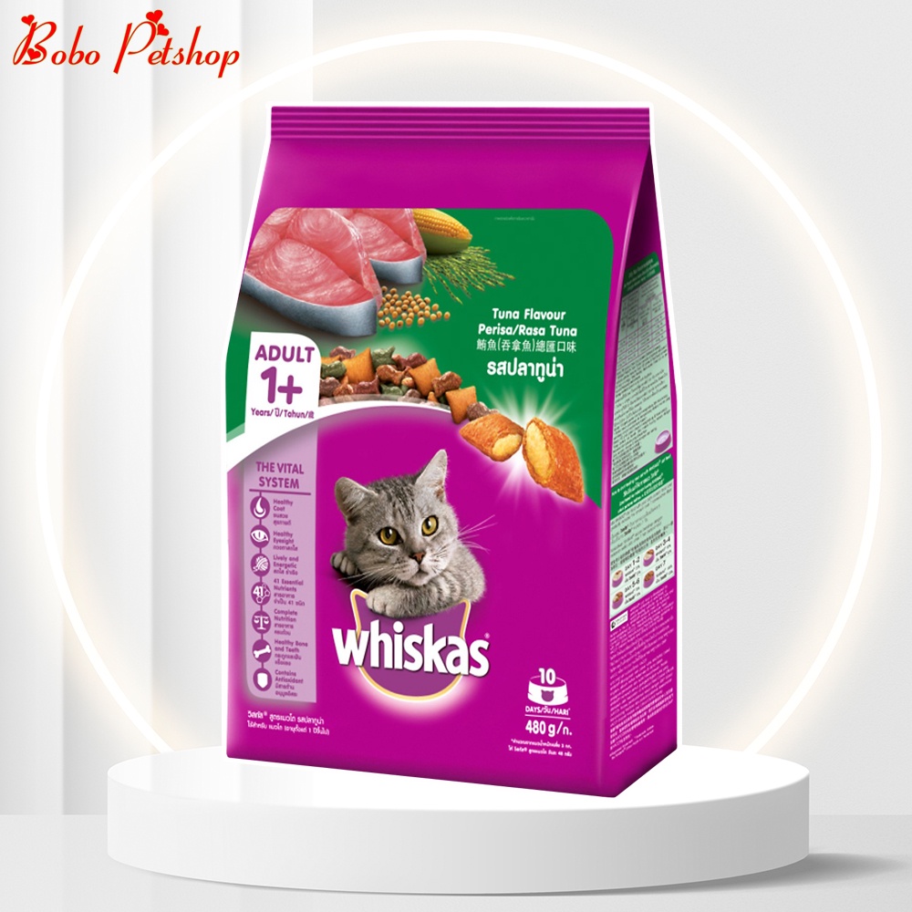 [NHÂN MỀM] Thức Ăn Cho Mèo Lớn Whiskas Hạt Mèo Lớn Whiskas Vị Cá Ngừ Gói 1.2kg Béo Ngậy - Bobo Pet Shop Hà Nội