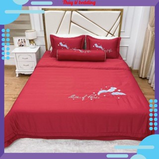 Bộ chăn ga gối phi lụa phủ trần bông, set 5 món chăn ga gối phủ trần bông dày dặn đủ size hàng loại 1