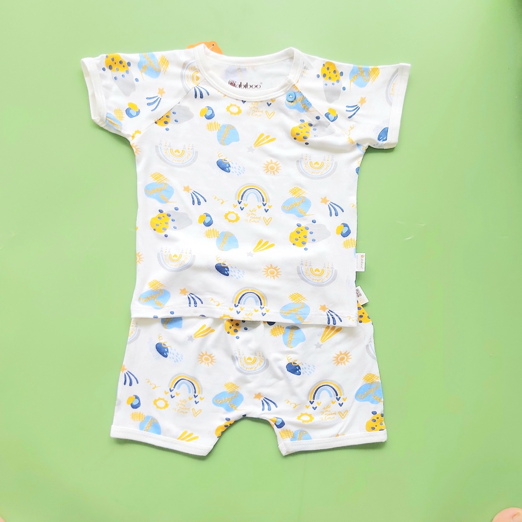 Bộ sơ sinh cộc tay Babiboo vải visco siêu mềm mại BTK33