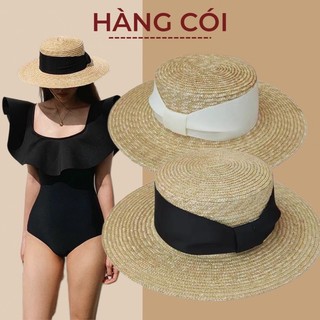 Nón cói đi biển rộng vành đai nơ gấp sang chảnh-Hàng Cói