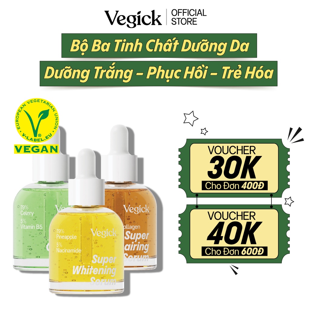 Bộ 3 tinh chất dưỡng da Vegick Super Serum