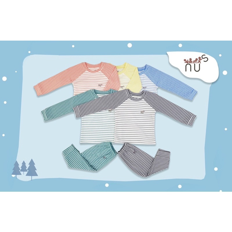 Bộ dài tay kẻ sọc Astar/Nus chất cotton tre siêu mềm mát co giãn cho bé