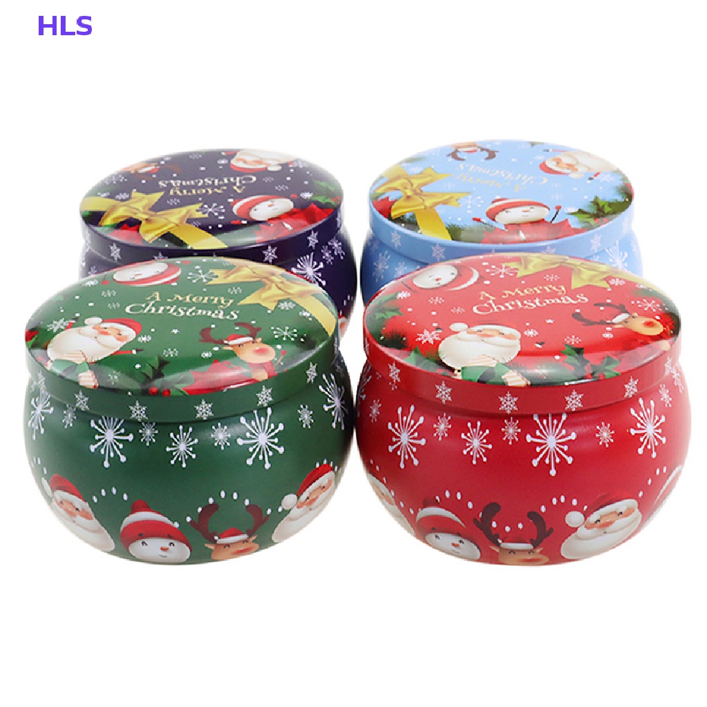 [HLS] Hộp Thiếc Đựng Sáp Đậu Nành Di Động Họa Tiết Giáng Sinh Có Mùi Thơm Dùng Làm Quà Tặng