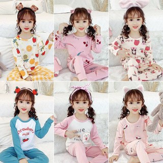 Bộ đồ ngủ chất liệu cotton thoáng khí thời trang xuân hè xinh xắn cho bé gái