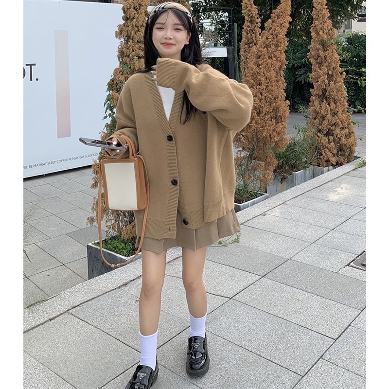 Áo khoác len nữ cardigan dành cho học sinh, sinh viên dáng trơn dễ thương phong cách Hàn Quốc
