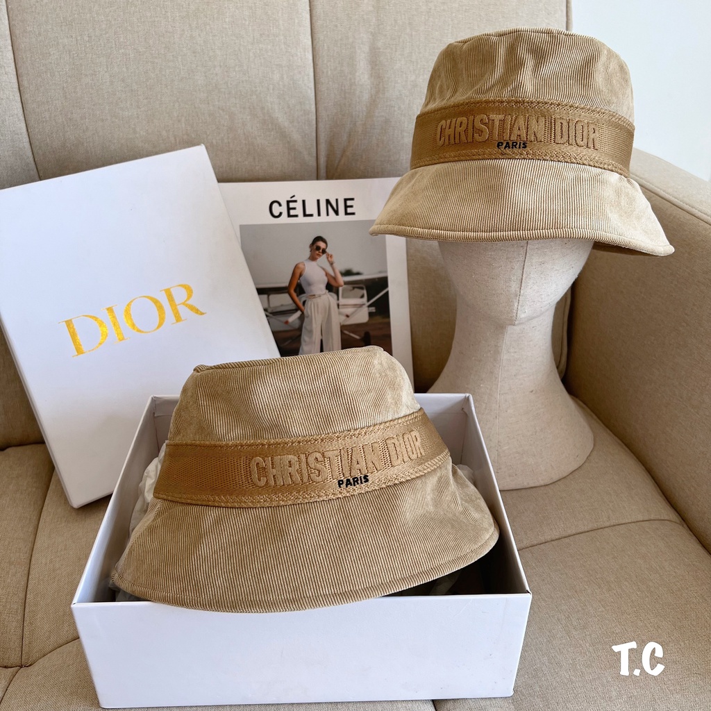 Nón bucket nhung gân vành cụp, mũ bucket nhung phong cách sang trọng