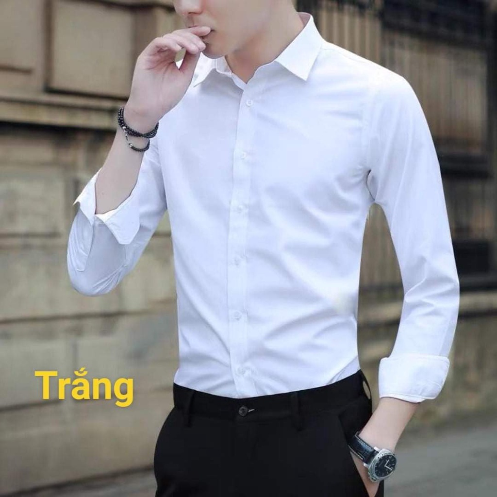 Áo sơ mi nam dài tay chất lụa Thái cao cấp chống nhăn, phom body Hàn Quốc, vải dày, mặc mát | BigBuy360 - bigbuy360.vn