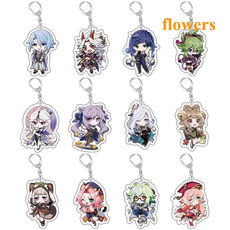Móc Khóa Hình Nhân Vật Anime Genshin Va Chạm Zhongli Hutao Yelan Dễ Thương