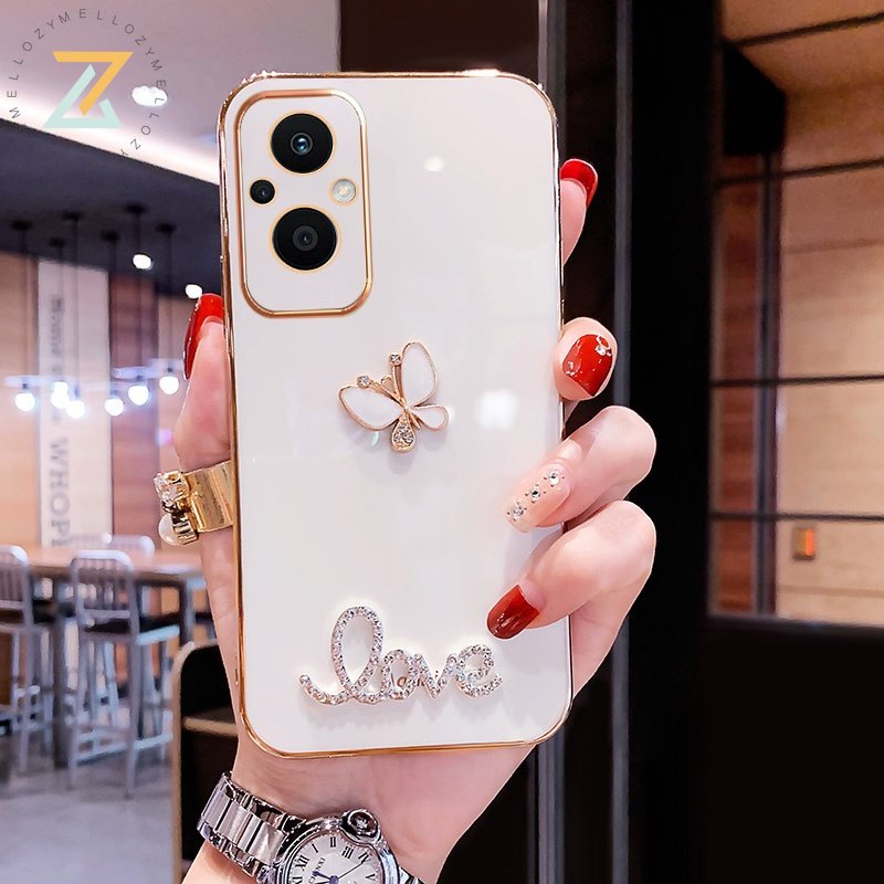 Zymello Ốp lưng OPPO Reno 8Z 5G Reno 7Z 5G Reno6 Z 5G Reno 5 5G Reno 7 5G Reno 6 5G Reno 4 4G Vỏ điện thoại silicon hình bướm sang trọng cao cấp