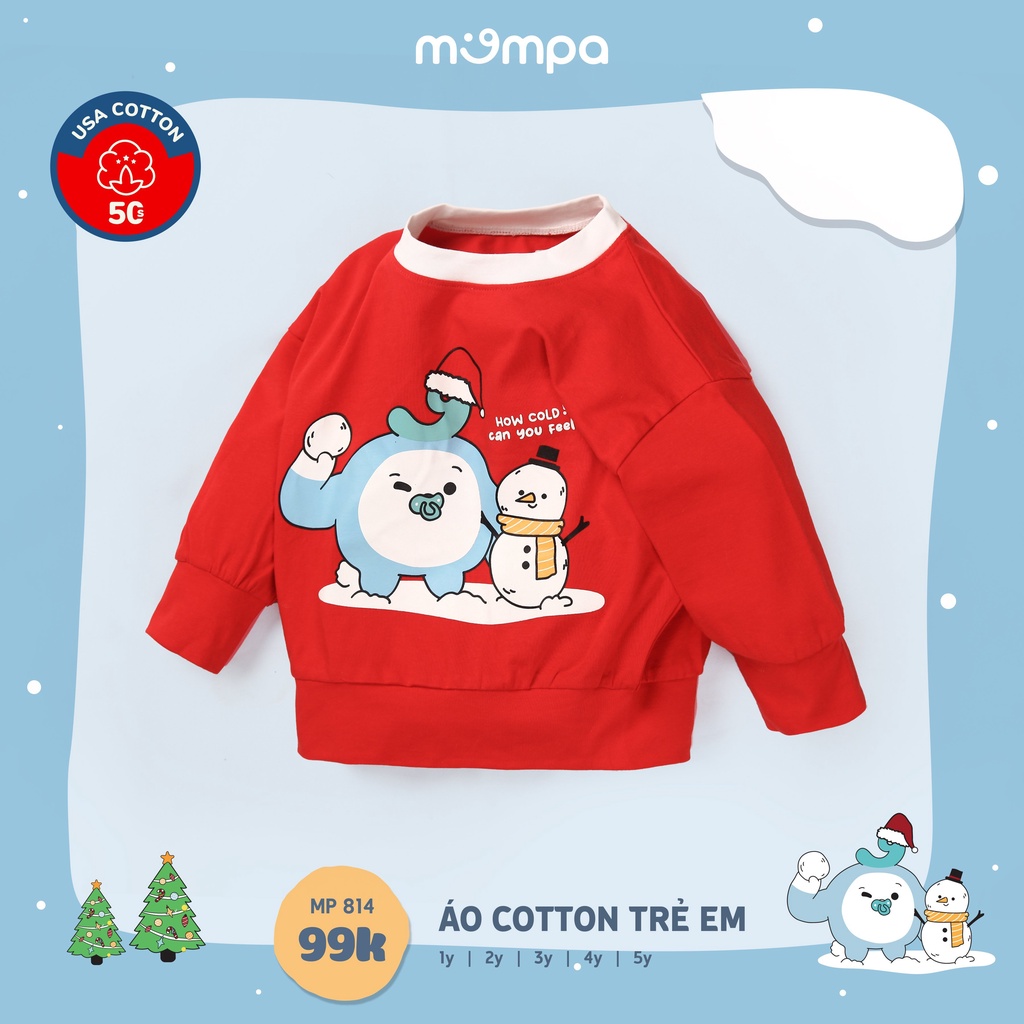 Áo giáng sinh Mompa dài tay cho trẻ em từ 1 đến 5 tuổi vải cotton USA MP 814