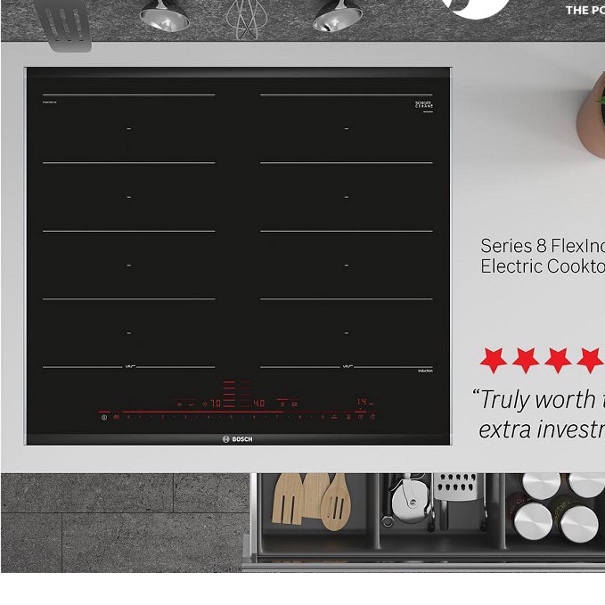 Bếp từ Bosch Series 8 PXY875DC1E đa điểm- gồm 4 vùng nấu, nhập Đức chính hãng