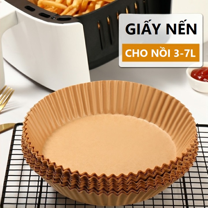 Giấy nến cho nồi chiên không dầu set 50 tờ, giấy nướng bánh chống dính an toàn sức khỏe