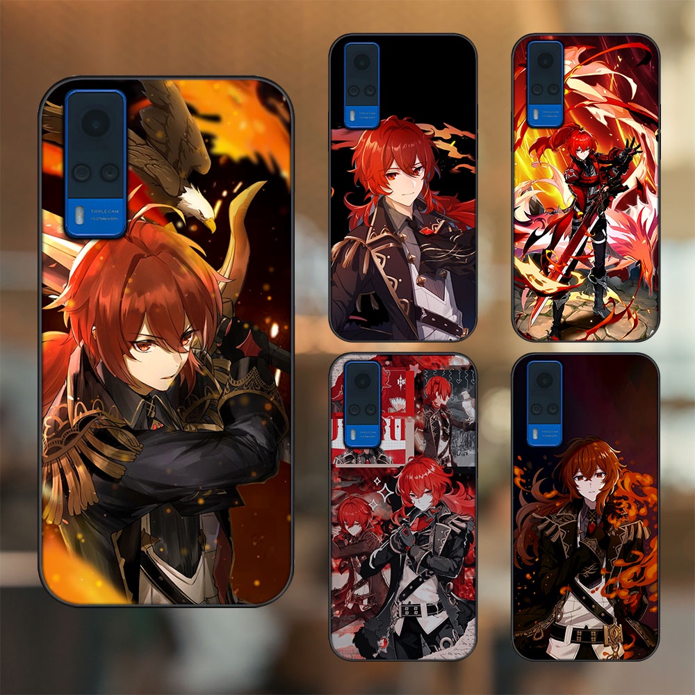 Ốp lưng Vivo Y51 2020, Y53s viền đen in hình Diluc Genshin Impact