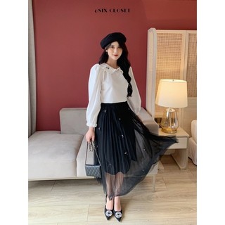 Chân váy lưới dập ly freesize