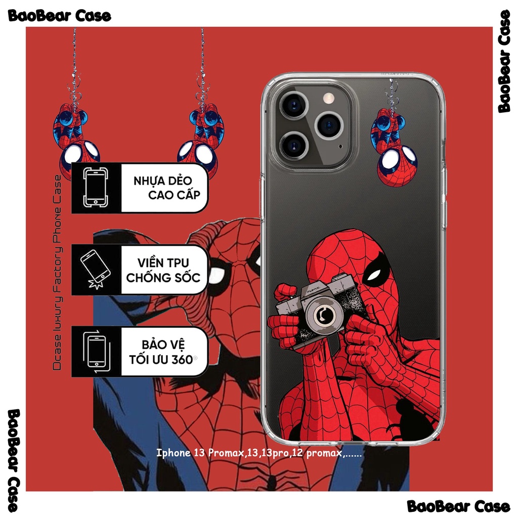 Ốp lưng Người Nhện iphone 15prm,15plus,15pro,15,14prm,14plus,14,13promax,13pro,13,12promax,12pro,12,11prm,11pro,11,...