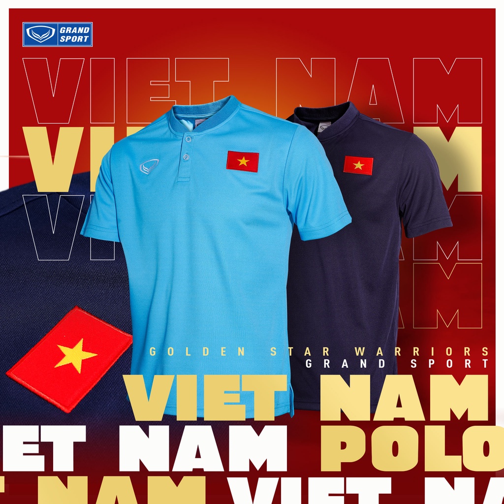 Áo Thun Di Chuyển Đội Tuyển Việt Nam 2022 Grand Sport Chính Hãng Sợi Polyester Cao Cấp Logo Dệt