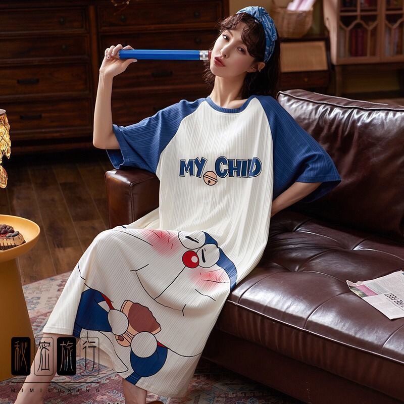 Váy ngủ tay ngắn My child dễ thương hình mèo Doraemon