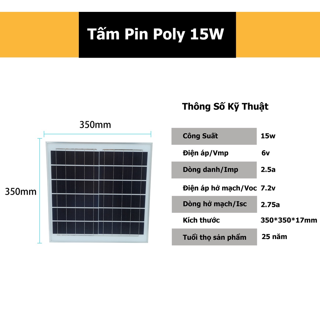 TẤM PIN NĂNG LƯỢNG MẶT TRỜI 8W 15W 18W 20W 25W 30W Với khung hình “U” Và vít