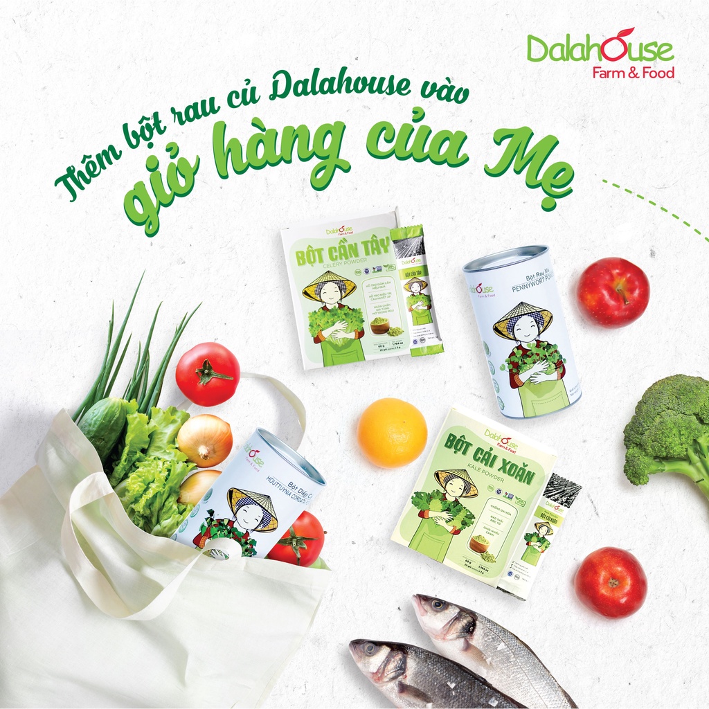Bột chùm ngây organic nguyên chất sấy lạnh Dalahouse hỗ trợ bảo vệ gan, giúp xương chắc khỏe 60gr