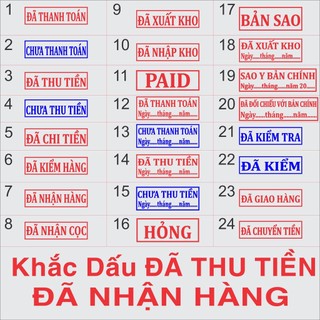 khắc con dấu đã thu tiền, đã thanh toán, chưa thanh toán