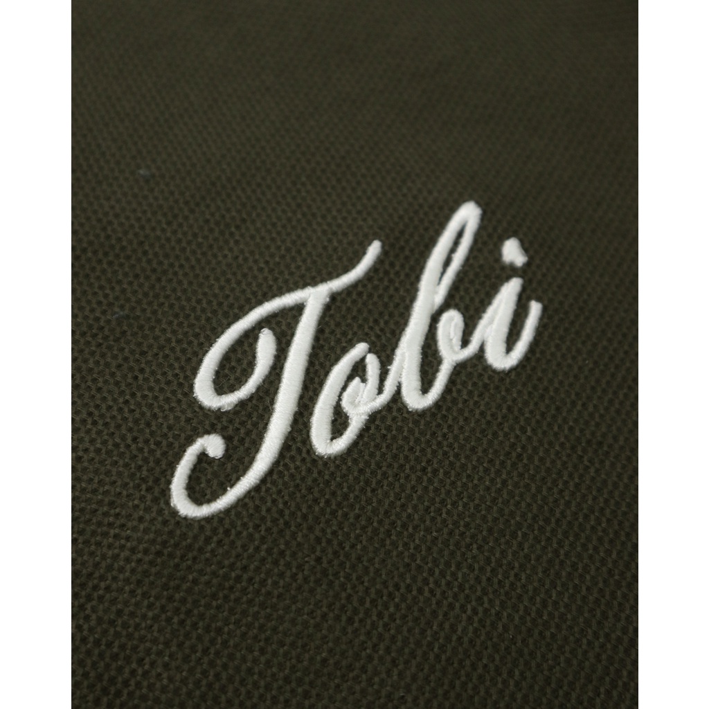 Áo Polo phối cổ vải Waffle thêu TOBI màu nâu