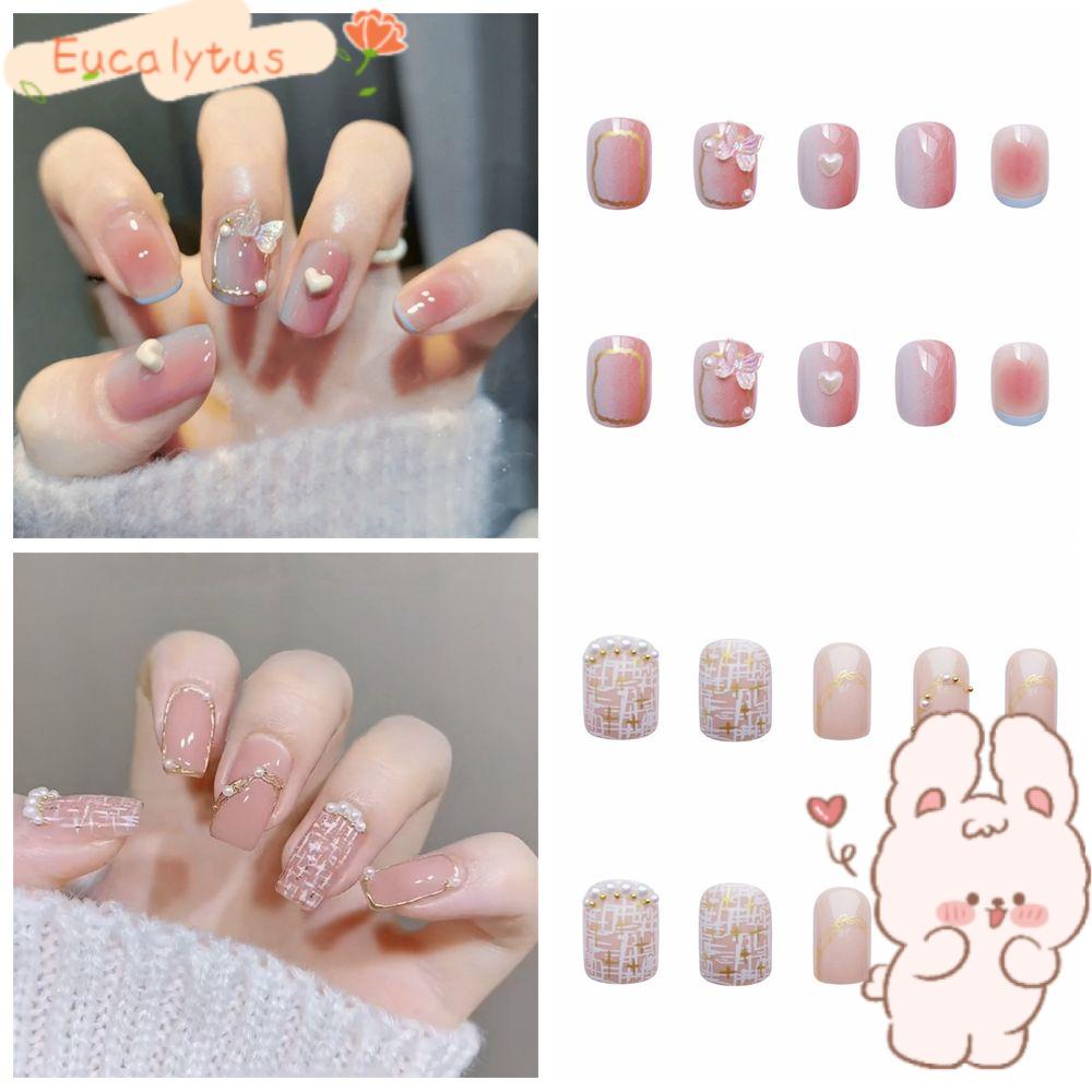 Móng Tay Giả Ngắn Hình Tròn Che Phủ Toàn Diện Tháo Rời Được Kiểu Pháp