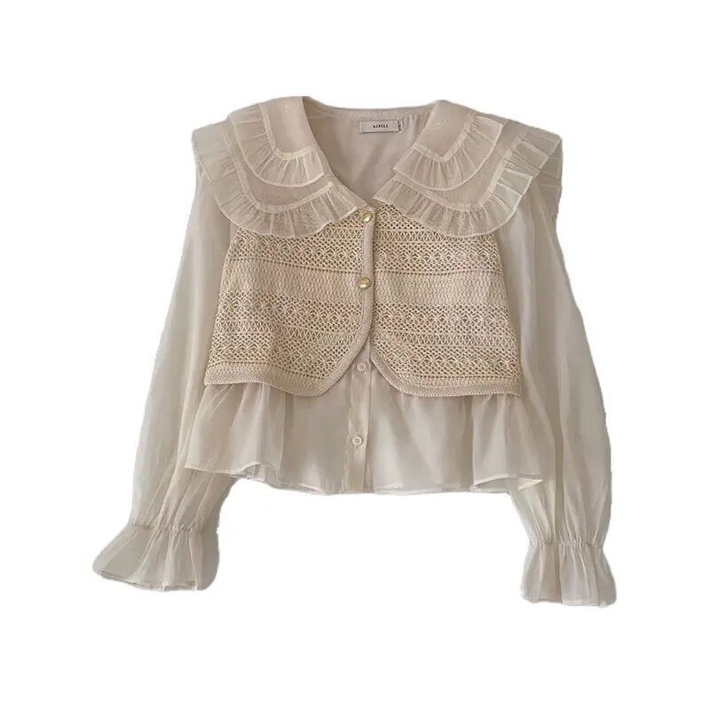 Áo Kiểu Tay Loe Dài Thời Trang Thu Đông Hàn Quốc Cho Nữ