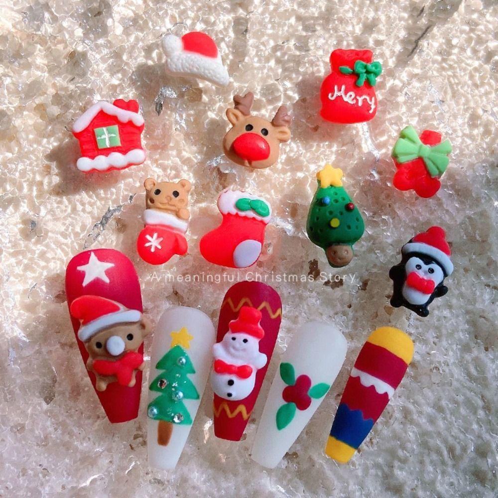 Phụ Kiện Trang Trí Móng Tay Chủ Đề Giáng Sinh Đáng Yêu Charms