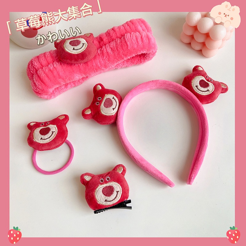 Băng Đô Cài Tóc Rửa Mặt Hình Gấu / Dâu Tây Dễ Thương Thời Trang 2022