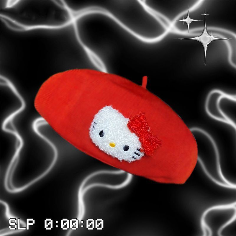 Millennium Y2k Spicy Girl Three-dimensional KT Hat Cute Beret Subculture Subby Painter Hat Hello Kitty Hat