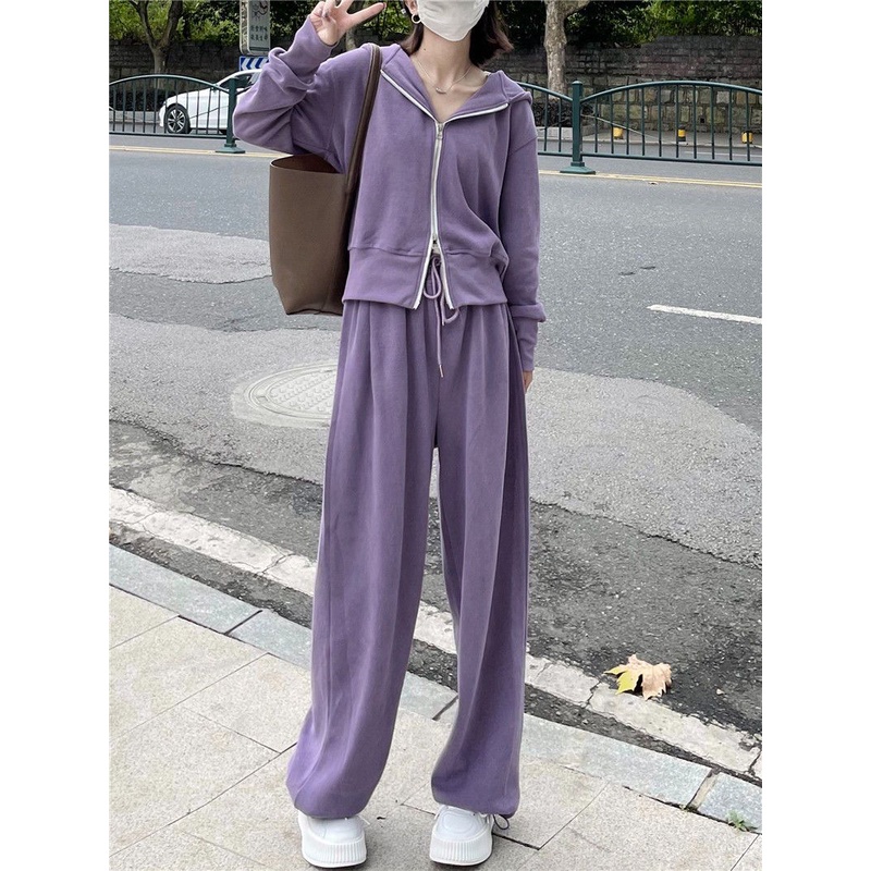 Bộ Đồ Thể Thao Sweater Có Mũ Trùm Thời Trang Phong Cách Hàn Quốc Phương Tây Đơn Giản Dễ