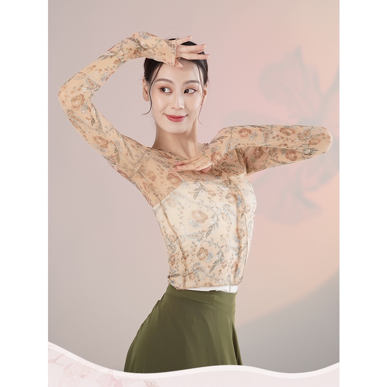 (M &amp; E) Bộ Trang Phục Múa Truyền Thống Trung Quốc Tay Dài In Họa Tiết Rhyme